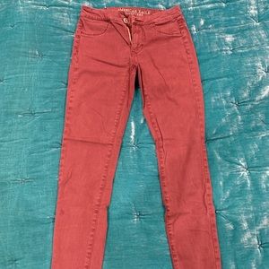 Burgundy American Eagle Skinny Jeans